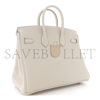 HERMES BIRKIN 25 RETOURNE TOGO CRAIE GOLD HARDWARE H041344CC10 (25*20*13cm)